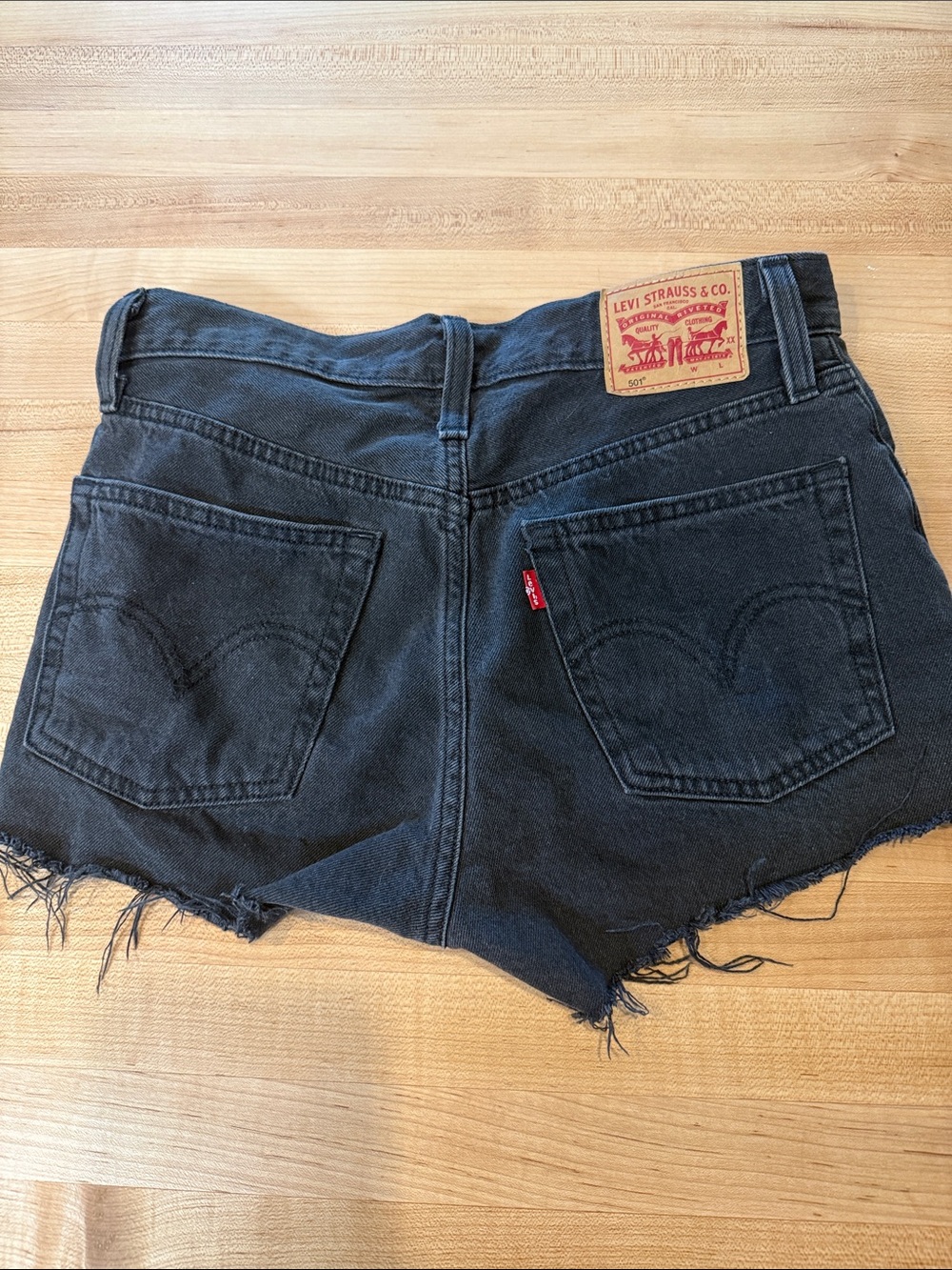 Levi's Black Denim Cutoff Jean Shorts with Raw Hem